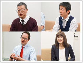 (左上)齋藤誠一教諭
(左下)マイケル・コワルスキー教諭
(右上)落合太一教諭
(右下)寺田定代教