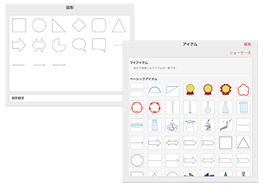 図形、アイテム、Webページを貼り付け