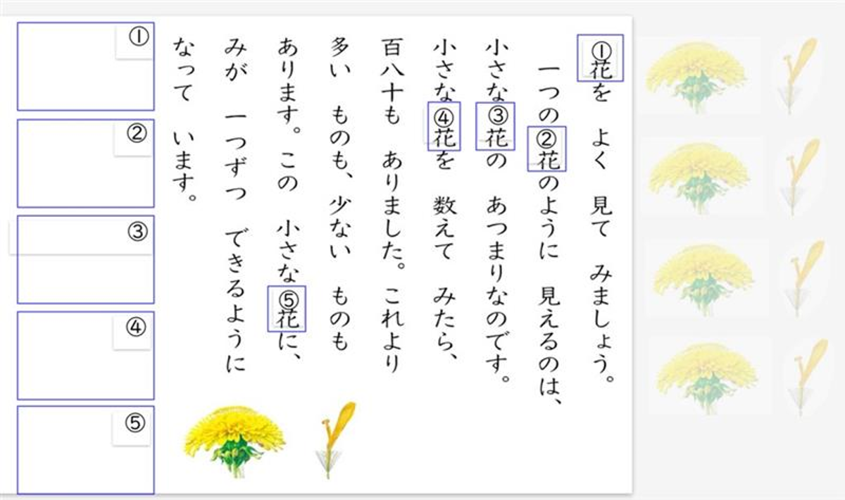 「花」という言葉が表す内容を考える。(1)