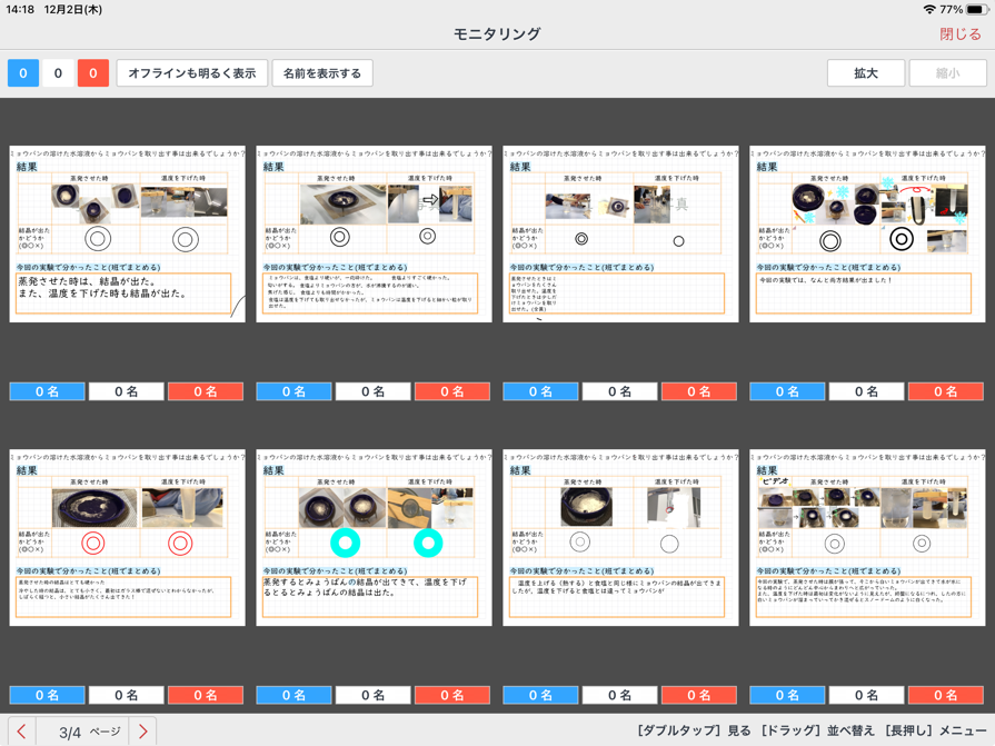 班で結果をまとめて、発表する