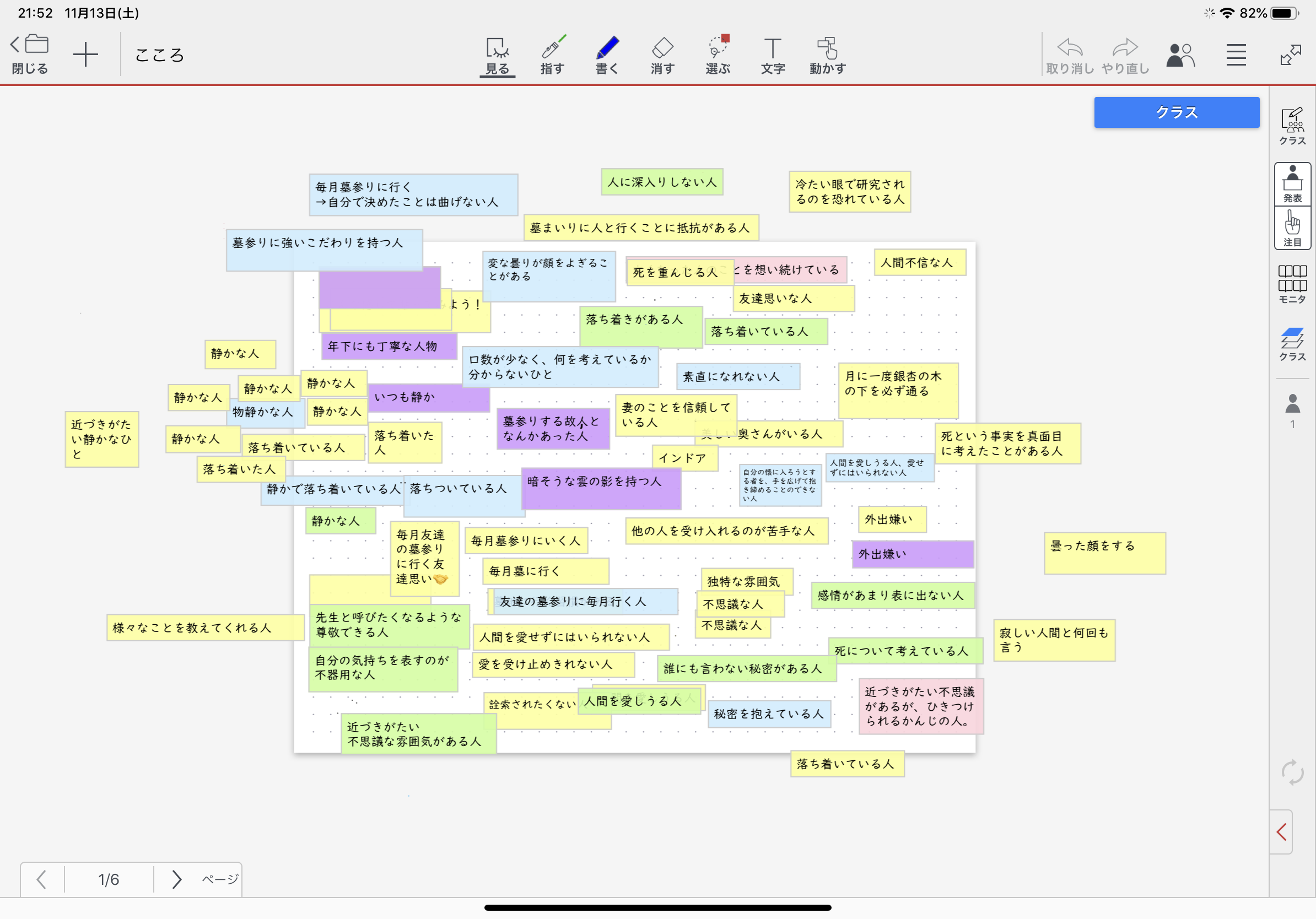 上編を読み、「私」から見た「先生」の人物像について読みを共有する。
