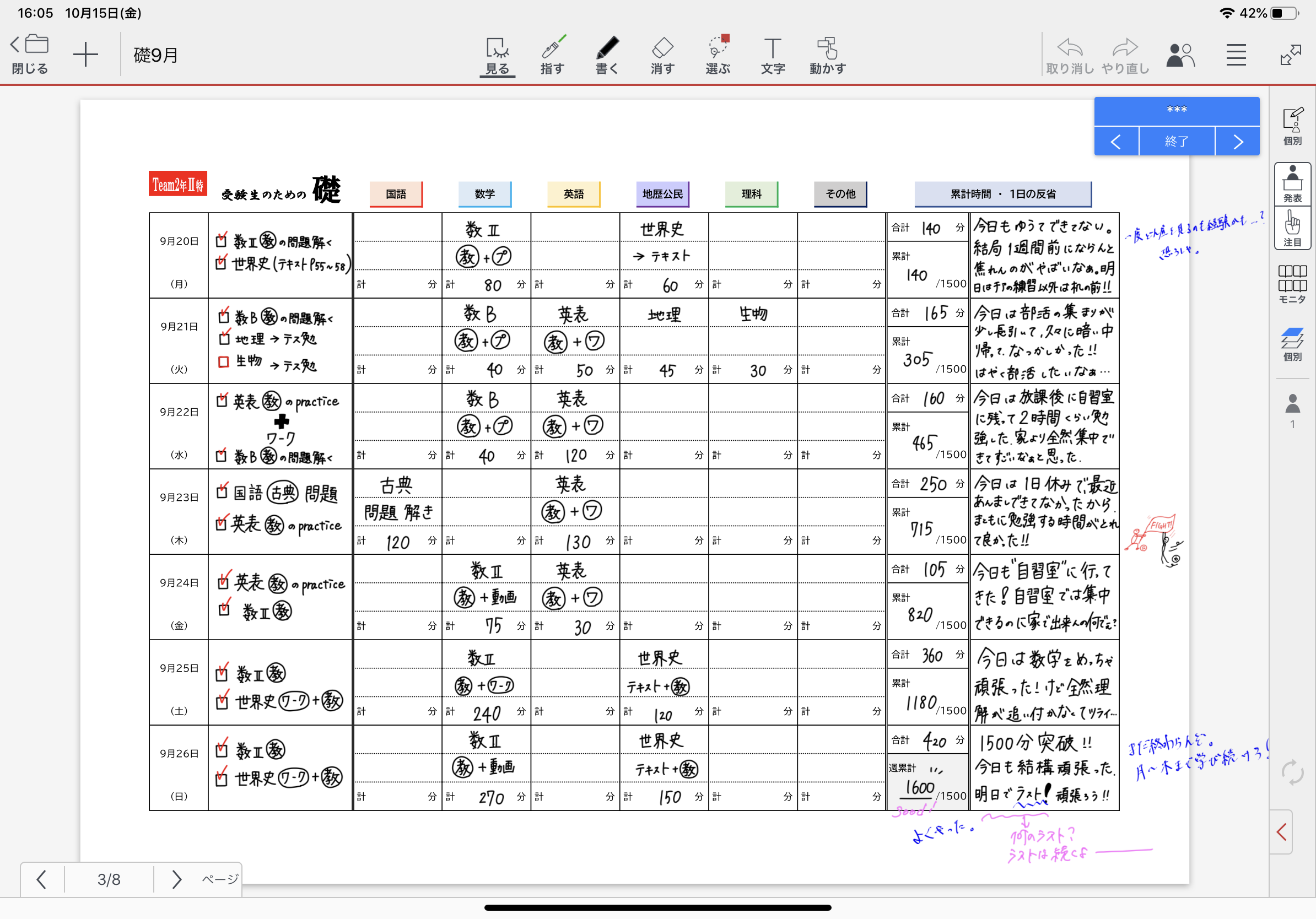 敬意の方向を明らかにする。(ペア)