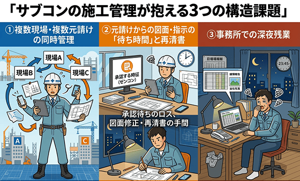 サブコンの施工管理が抱える3つの構造課題