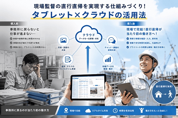 現場監督の直行直帰を実現する仕組みづくり！タブレット×クラウドの活用法