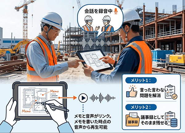 録音とメモが連動する施工管理アプリ