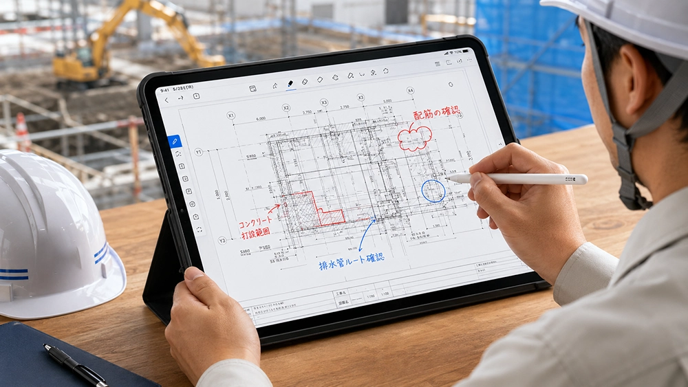 A1サイズの紙図面が不要に！iPadでの図面閲覧・書き込みを快適にするコツ