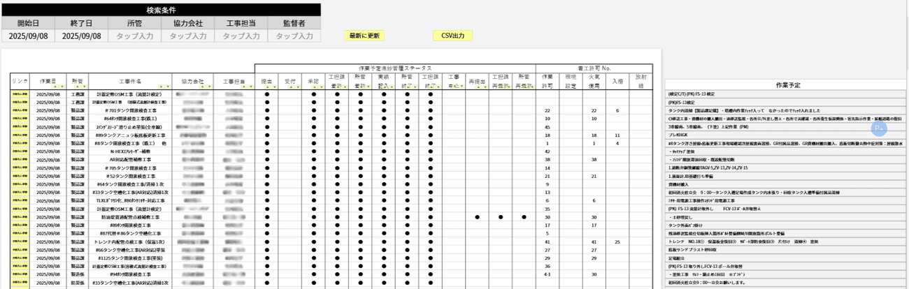 作業予定進捗管理シート